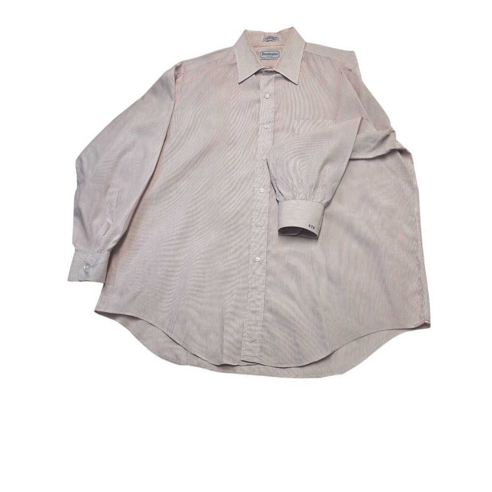 Huntington Egyptian Cotton Dress Shirt Striped Long Sleeve Button‎ Up 17 1/2
